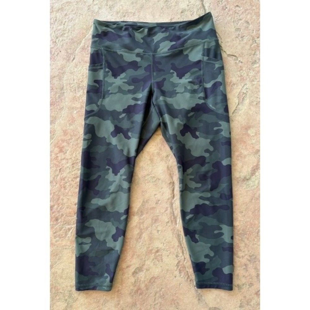 Old Navy Active Powersoft‎ High Rise Camo Leggings Green XL Go-Dry Pockets